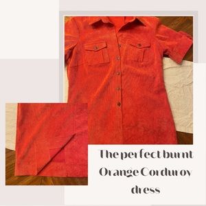 The perfect burnt Orange Corduroy tee dress